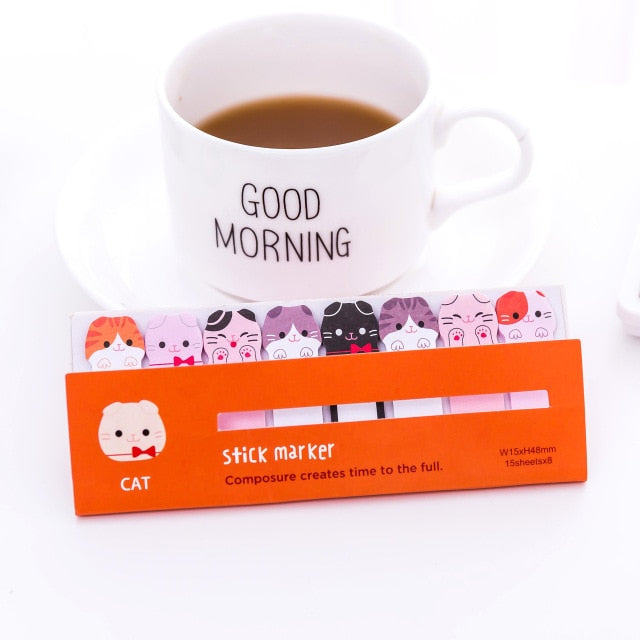 Kawaii Memo Pad Bookmarks Creative Cute Cat Panda Sticky Notes index Posted It Planner Stationery School Supplies Paper Stickers