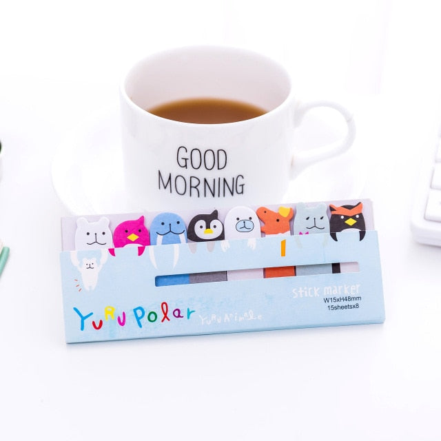 Kawaii Memo Pad Bookmarks Creative Cute Cat Panda Sticky Notes index Posted It Planner Stationery School Supplies Paper Stickers