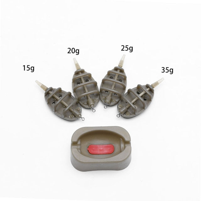 1Set Inline Method Carp Fishing Feeder 4 Feeders 15/20/25/35g 30/40/50/60g Mould fishing Tackle Accessories