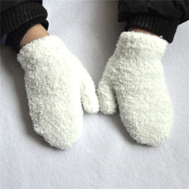 Warmom Plush Thick Warm Baby Gloves Winter Plus Velvet Mittens Children Kid Coral Fleece Full Finger Gloves For 1-4Y Kids Gloves
