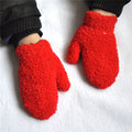 Warmom Plush Thick Warm Baby Gloves Winter Plus Velvet Mittens Children Kid Coral Fleece Full Finger Gloves For 1-4Y Kids Gloves