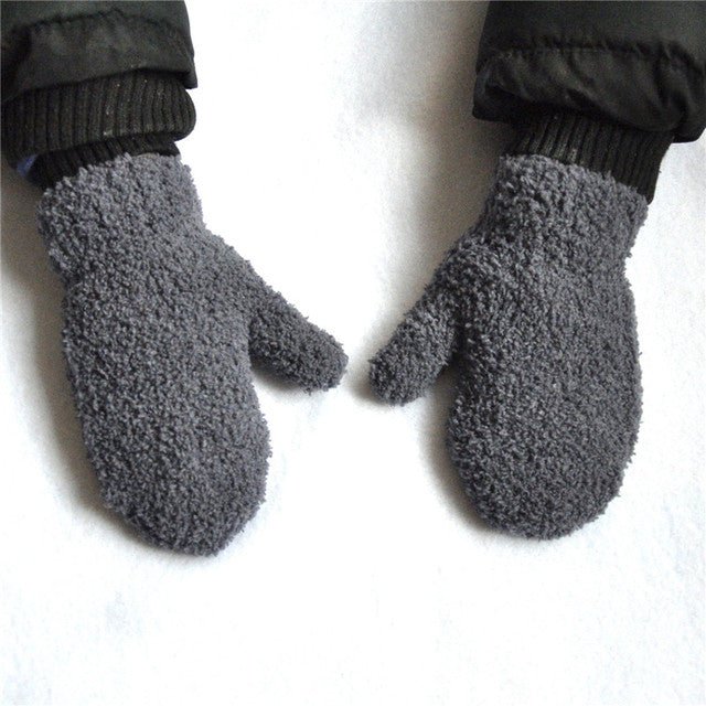 Warmom Plush Thick Warm Baby Gloves Winter Plus Velvet Mittens Children Kid Coral Fleece Full Finger Gloves For 1-4Y Kids Gloves