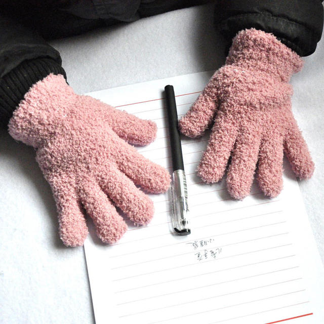 Warmom Plush Thick Warm Baby Gloves Winter Plus Velvet Mittens Children Kid Coral Fleece Full Finger Gloves For 1-4Y Kids Gloves
