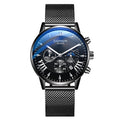 New Men Watches Luxury Famous Brand Men Stainless Steel Mesh Calendar Watch Men Business Luminous Quartz Watch Relogio Masculino