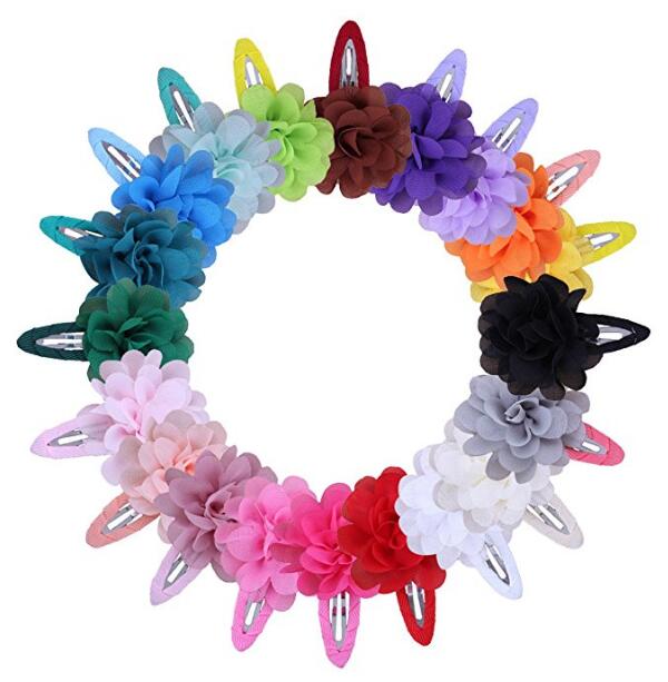 Cute 22 Colors Fashion Baby Girls Mini Chiffon Flowers Hair Clips Sweet Children Hairpins for Kids Hair Accessories