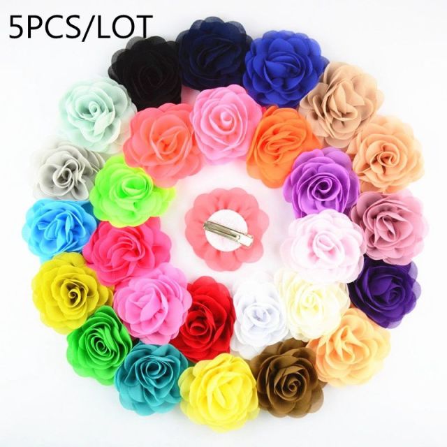 Cute 22 Colors Fashion Baby Girls Mini Chiffon Flowers Hair Clips Sweet Children Hairpins for Kids Hair Accessories