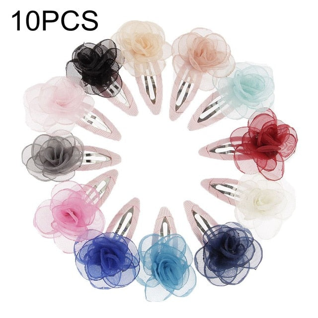 Cute 22 Colors Fashion Baby Girls Mini Chiffon Flowers Hair Clips Sweet Children Hairpins for Kids Hair Accessories