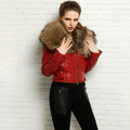 FURSARCAR 2020 NEW Genuine Leather Jacket Women Winter Natural Real Raccoon  Fur Collar Coat Fashion Luxury Short Fur Jackets
