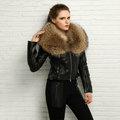 FURSARCAR 2020 NEW Genuine Leather Jacket Women Winter Natural Real Raccoon  Fur Collar Coat Fashion Luxury Short Fur Jackets