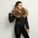 FURSARCAR 2020 NEW Genuine Leather Jacket Women Winter Natural Real Raccoon  Fur Collar Coat Fashion Luxury Short Fur Jackets