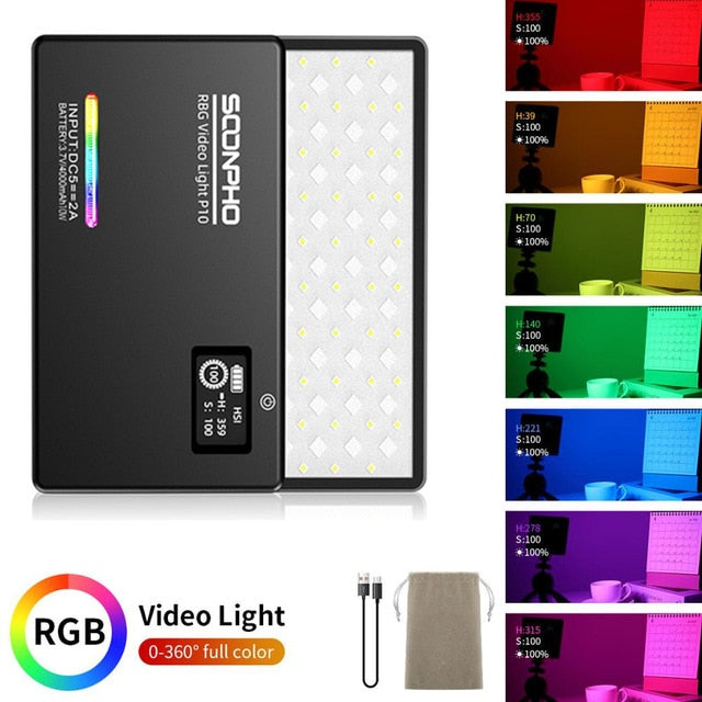 soonpho RGB LED Camera Light Full Color Output Video Light Kit Dimmable 2500K-8500K Bi-Color Panel Light CRI 95+