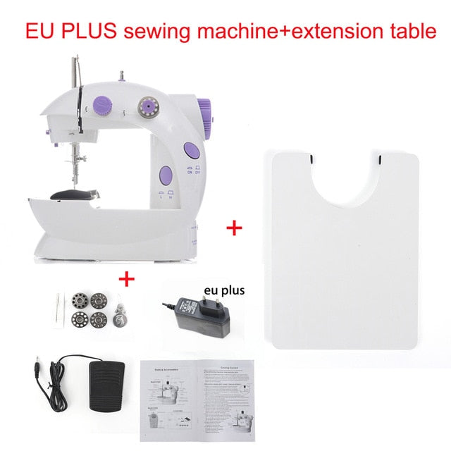 INNE Sewing Machine Mini Portable Household Night Light Foot Pedal Straight Line Hand Table Two Thread Kit Electric