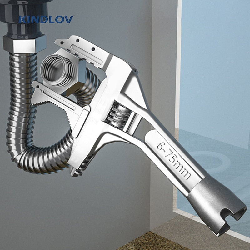 KINDLOV Adjustable Wrench Universal Spanner Aluminium Alloy Key Large Open End Wrench Hand Tools For Water Pipe Screw Bathroom