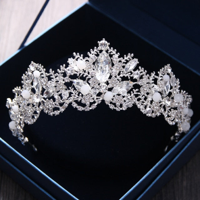 2019 New Fashion Baroque Luxury Crystal AB Bridal Crown Tiaras Light Gold Diadem Tiaras for Women Bride Wedding Hair Accessories