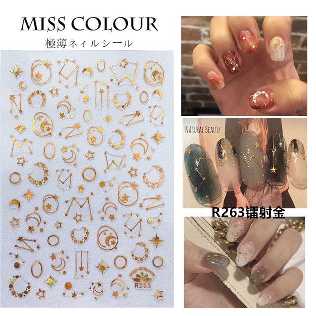HZ Korea 2019 Summer Sweet Cute Colorful Flower Nail Sticker Waterproof Design Nail Decals For Women Girls Party Accessories