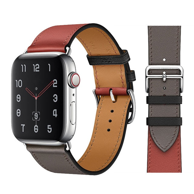 100% Genuine Cow Leather loop Bracelet Belt Band for Apple Watch 6 SE 5 4 42MM 38MM 44MM 40MM Strap for iWatch 6 5 4 Wristband