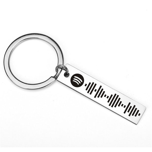 Personalized Music Spotify Scan Code Keychain For Women Men Stainless Steel Keyring Custom Laser Engrave Spotify Code Jewelry