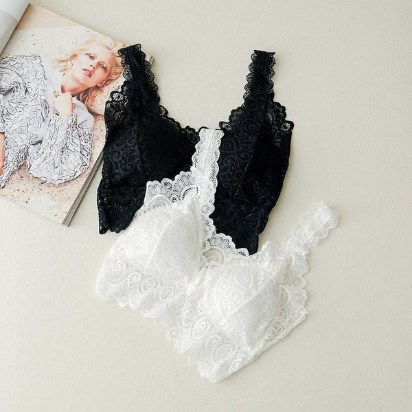 CHRLEISURE Sexy Lace Tube Top Gathering With Chest Pad Women Bra Breathable Shockproof No Rims Bra