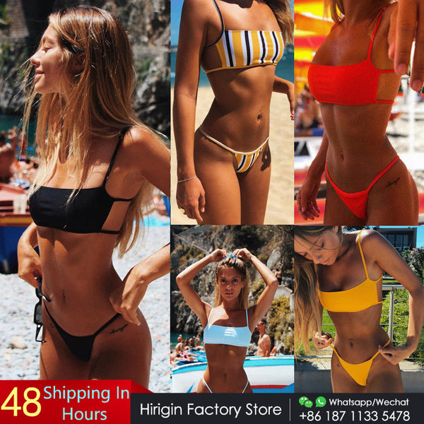 Hirigin Sext Thong Bikini Set Women Swimwear 2019 New Push Up Padded Brazilian Beachwear Biquini Swimsuit Women Bathing Suit