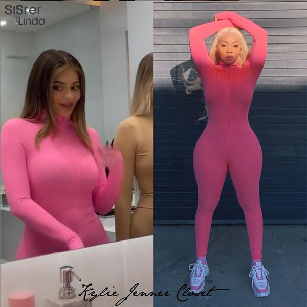 Sisterlinda Zipper Sexy Turtleneck Fitness Jumpsuit Women Full Sleeve Slim Rompers Ladies Autumn Skinny Playsuit Mujer Body Suit