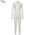 Sisterlinda Zipper Sexy Turtleneck Fitness Jumpsuit Women Full Sleeve Slim Rompers Ladies Autumn Skinny Playsuit Mujer Body Suit