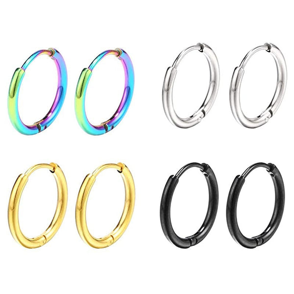 Unisex Hoop Earrings Gold Silver Color Colorful Black Rose Gold Round Ear Rings For Women Men Fashion Punk Hoops Earring