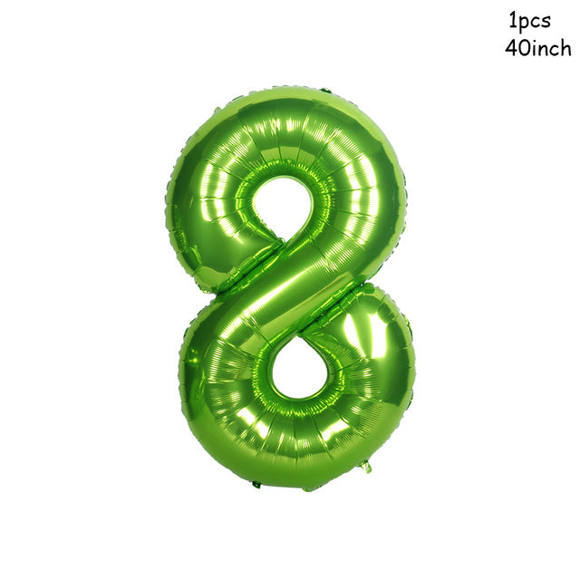 Cyuan 32/40inch green number balloons Foil Balloon Jungle Safari Birthday Balloon Party Baloon 0 1 2 3 4 5 6 7 8 9 globos Balls