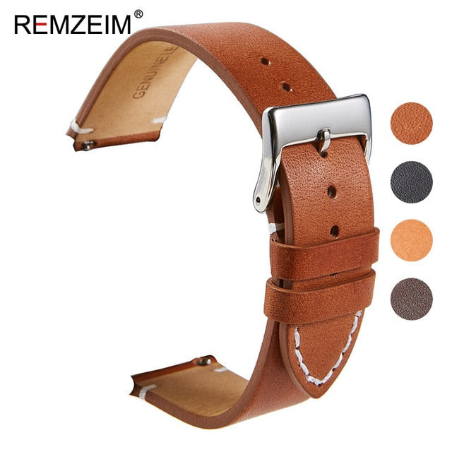 Calfskin Leather Watchband Quick Release Watch Band Wrist Strap 18mm 20mm 22mm 24mm Smart Watch Strap Watches Accessories