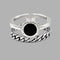 Genuine 925 Sterling Silver Rings for Women 2 layered black Minimalist Thin Circle Gem Rings Jewelry Carving S925