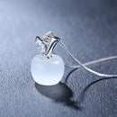 NEHZY 925 Sterling Silver New Woman Fashion Jewelry High Quality Pink Opal Apple Shape Pendant Necklace Length 45CM