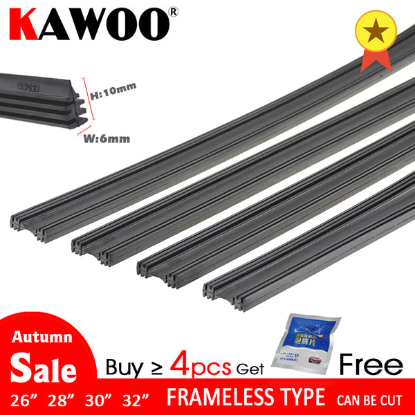 2pcs High Quality Boneless Frameless Rubber Car Wiper Blade refill Strips Windscreen 6mm 26"28"30"32" Windshield car accessories