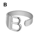 Chunky Wide Hollow A-Z Letter 3Colors Metal Adjustable Opening Ring Initials Name Alphabet Female Party Fashion Jewelry