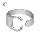 Chunky Wide Hollow A-Z Letter 3Colors Metal Adjustable Opening Ring Initials Name Alphabet Female Party Fashion Jewelry