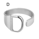 Chunky Wide Hollow A-Z Letter 3Colors Metal Adjustable Opening Ring Initials Name Alphabet Female Party Fashion Jewelry