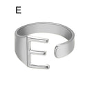 Chunky Wide Hollow A-Z Letter 3Colors Metal Adjustable Opening Ring Initials Name Alphabet Female Party Fashion Jewelry