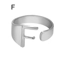 Chunky Wide Hollow A-Z Letter 3Colors Metal Adjustable Opening Ring Initials Name Alphabet Female Party Fashion Jewelry