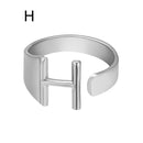 Chunky Wide Hollow A-Z Letter 3Colors Metal Adjustable Opening Ring Initials Name Alphabet Female Party Fashion Jewelry