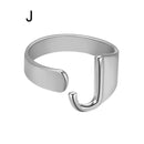 Chunky Wide Hollow A-Z Letter 3Colors Metal Adjustable Opening Ring Initials Name Alphabet Female Party Fashion Jewelry