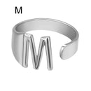 Chunky Wide Hollow A-Z Letter 3Colors Metal Adjustable Opening Ring Initials Name Alphabet Female Party Fashion Jewelry
