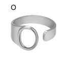 Chunky Wide Hollow A-Z Letter 3Colors Metal Adjustable Opening Ring Initials Name Alphabet Female Party Fashion Jewelry