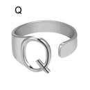 Chunky Wide Hollow A-Z Letter 3Colors Metal Adjustable Opening Ring Initials Name Alphabet Female Party Fashion Jewelry