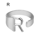 Chunky Wide Hollow A-Z Letter 3Colors Metal Adjustable Opening Ring Initials Name Alphabet Female Party Fashion Jewelry