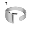 Chunky Wide Hollow A-Z Letter 3Colors Metal Adjustable Opening Ring Initials Name Alphabet Female Party Fashion Jewelry