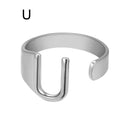 Chunky Wide Hollow A-Z Letter 3Colors Metal Adjustable Opening Ring Initials Name Alphabet Female Party Fashion Jewelry