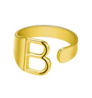 Chunky Wide Hollow A-Z Letter 3Colors Metal Adjustable Opening Ring Initials Name Alphabet Female Party Fashion Jewelry