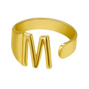 Chunky Wide Hollow A-Z Letter 3Colors Metal Adjustable Opening Ring Initials Name Alphabet Female Party Fashion Jewelry