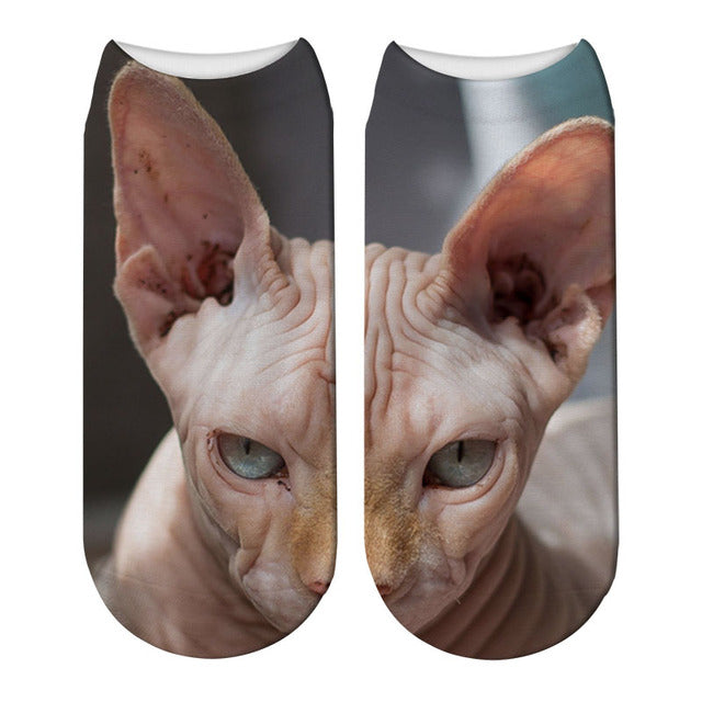 New Design 3D Printed Women Winter Christmas Socks Funny Creative Pet Cat Face Unisex Cotton Harajuku Ankle Socks Children Gift