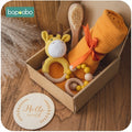 Bopoobo 1Set Bath Toys Set Kid Swaddle Wrap Baby Milestones Brush Rattle Bracelet Bibs Photography Supplies Birth Gift Product