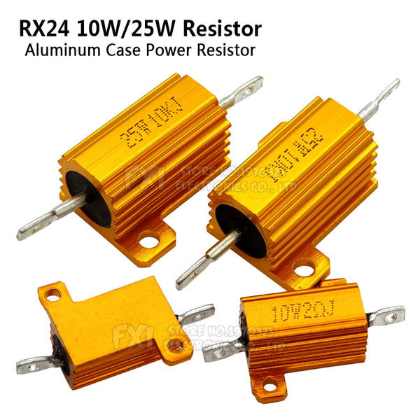 1PCS 10W 25W Aluminum Power Metal Shell Case Wirewound Resistor 0.01 ~ 30K 1 2 3 5 6 8 10 20 100 150 1K 10K ohm Igmopnrq RX24