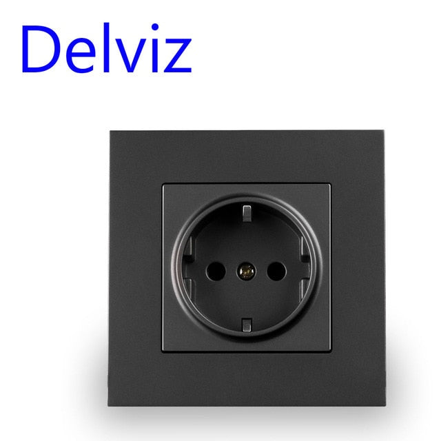Delviz Wall USB Power Socket, Many New style Panel, Bedroom socket,AC 110V-250V 16A Wall Embedded, Double usb EU Standard Outlet